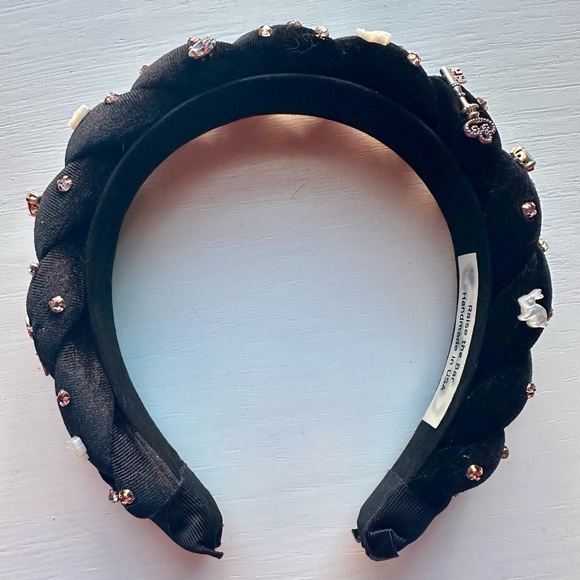 Handmade Alice in Wonderland Headband with Swarovski Crystals, Black Velvet - Picture 4 of 4